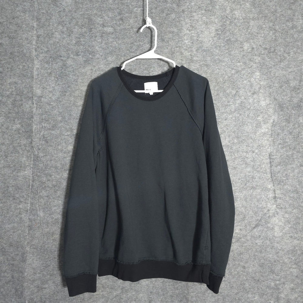 Mills Supply Sweatshirt Mens M Grey Raglan Sleeve Raw Edge Made in USA R38K600
